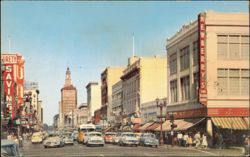 First Street and Business District Postcard