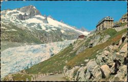 Furkastrasse and Rhone Glacier with Hotel Belvédère Postcard