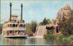 Mark Twain Steamboat and Cascade Peak in Frontierland Postcard