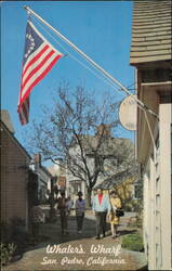 Whaler's Wharf at Ports of Call - Betsy Ross Flag Postcard
