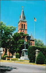Huntington Square, Josiah Bartlett Statue & St. Joseph's Church Postcard