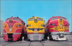 Southern Pacific, Union Pacific, & Santa Fe Streamliners Postcard
