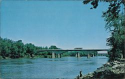 Paul Dresser Memorial Bridge and Wabash River Postcard