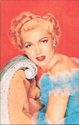 Lana Turner Glamour Portrait in Blue Dress Postcard