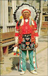 Chief White Eagle at Knott's Berry Farm Ghost Town Postcard