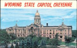 Wyoming State Capitol Building and Golden Dome Postcard