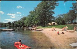 The Beach, The Inn on Lake Waramaug, New Preston Postcard