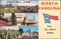 North Carolina State Flag Landmarks and The Tar Heel State Postcard