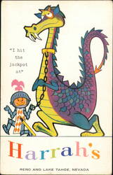 Harrah's Reno and Lake Tahoe Casino Dragon Advertising Postcard