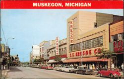 Western Avenue featuring S.S. Kresge Co. and Woolworth's Postcard