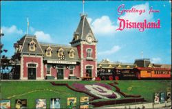 Santa Fe and Disneyland Depot with Floral Mickey Mouse Postcard