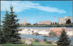 L.D.S. Temple and Waterfall on Snake River Postcard