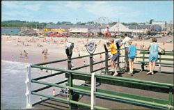 Ocean Pier, People and Telescopes Postcard