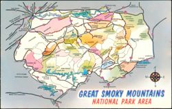 Great Smoky Mountains National Park Area Road Map Postcard