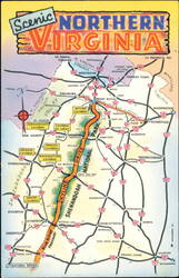 Scenic Northern Virginia Map and Skyline Drive Guide Postcard