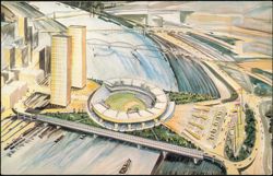 Proposed Stadium over the Monongahela River Concept Art Postcard