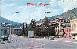 Skyline Bypass, Copper Queen Hotel and Phelp-Dodge Library Postcard