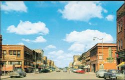 North Avenue Street Scene with Classic Cars and Buildings Postcard