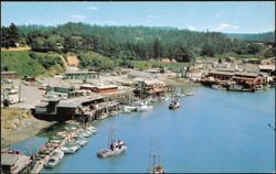 Noyo Harbor Picturesque Village and Fishing Fleet Postcard
