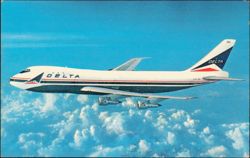 Delta Air Lines Boeing 747 Superjet Flight in Clouds Postcard