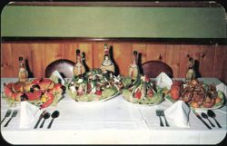 Louis Pappas Famous Restaurants Seafood Spread Tarpon Springs FL Postcard