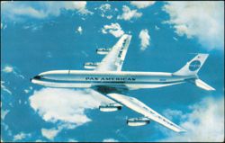 Pan American Jet Clipper in Flight Postcard