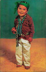 Navajo Indian Boy with Turquoise Necklace & Silver Concho Postcard