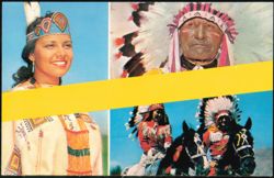 Native American Portraits with Traditional Regalia and Horses Postcard