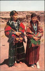 Navajo Beauty Young Indian Girls in Traditional Attire Postcard