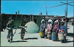 Ceremonial Buffalo Dance in New Mexico Indian Settlement Postcard