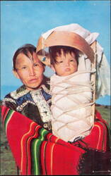 Navajo Mother with Baby on Cradle Board Called A-Wee-T-Saal Postcard