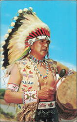 "Blue Sky Eagle" Pueblo Indian in Ceremonial Dress Postcard