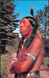 Native American Man with Feather and Traditional Jewelry Postcard