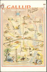 Gallup New Mexico The Indian Capital Pictorial Map Postcard