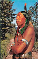 Native American Man with Feather Headdress "HOW"! Postcard