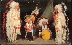 Sioux War Dancers in Native American Regalia Postcard