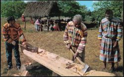 Florida Seminole Indians Making a Dug-Out Canoe Postcard