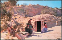 Navajo Family at the Entrance of Their Hogan Postcard