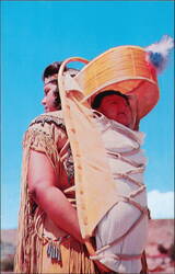 Indian Mother and Child in Sun-Shaded Cradle Board A-WEE-T-SAAL Postcard