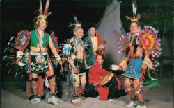 Ben Marcus and His Taos Warriors Native American Dancers Postcard
