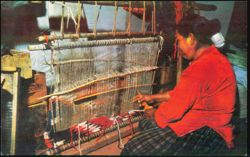 Navajo Rug Weaver Creating Traditional Textile on Loom Postcard