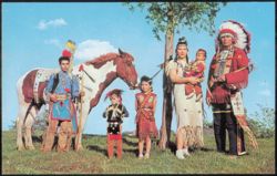 Chief Iron Horse and Troupe Native American Family Postcard