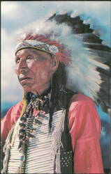 An Old Indian greets you from Maine "Vacationland" Postcard