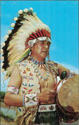 "Blue Sky Eagle" Pueblo Indian in Ceremonial Dress Postcard