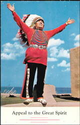 Appeal to the Great Spirit Native American in Headdress Postcard