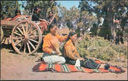 Navajo Indian Life: Woman Brushing Young Girl's Hair Postcard