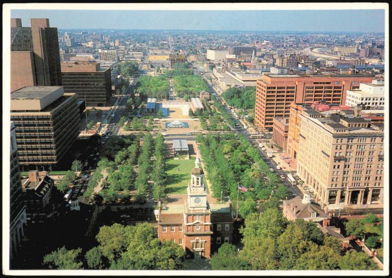 Independence Hall and Mall Aerial View Philadelphia Pennsylvania