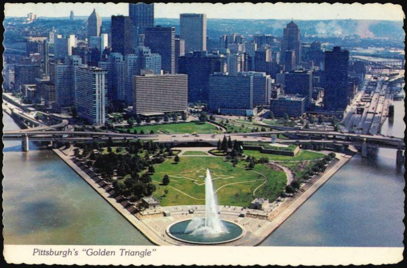 Pittsburgh's Golden Triangle and Point Park Fountain Pennsylvania
