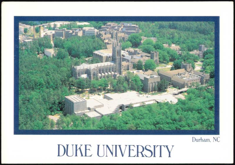 Duke University Chapel and Campus Aerial View Durham North Carolina