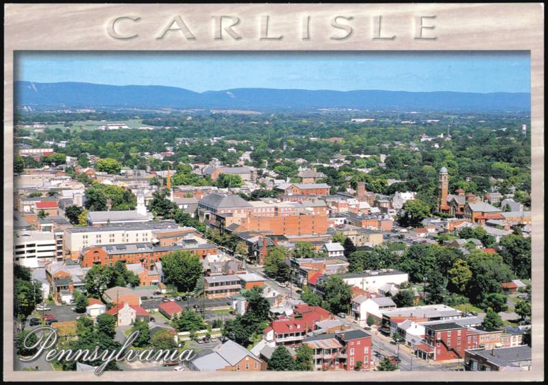 Aerial View of Town with Mountains in Distance Carlisle Pennsylvania